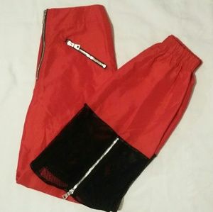 I.AM.GIA red black Gwen zipper mesh pants